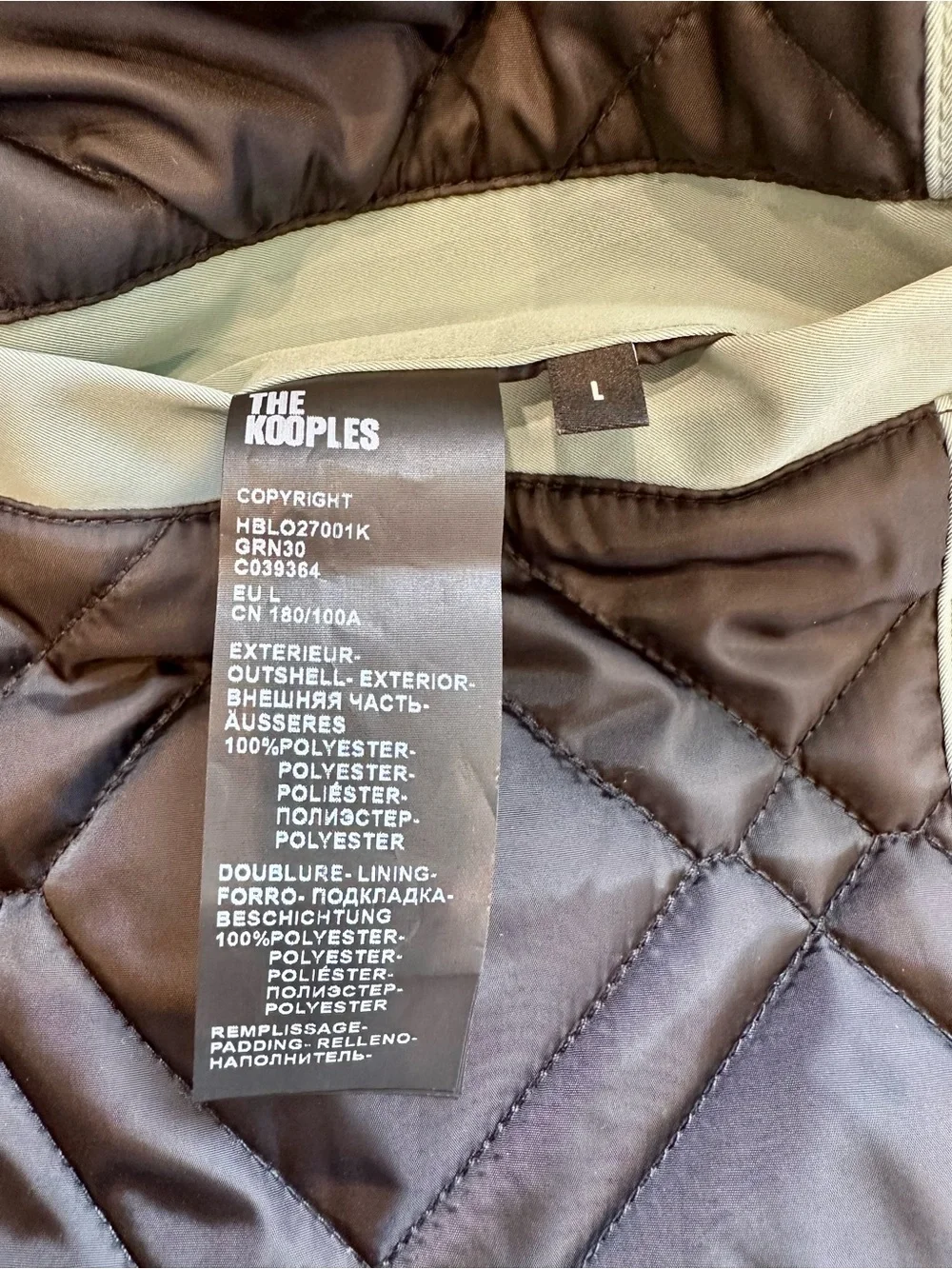 The Kooples Color Block Quilted Bomber Jacket Size L
